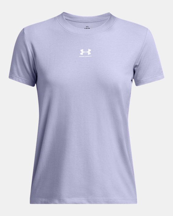 Women's UA Rival Core Short Sleeve in Purple image number 2